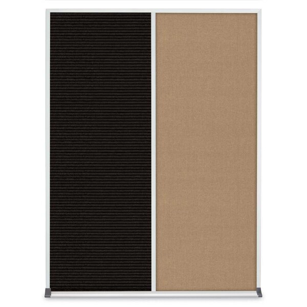United Visual Products Double Door Radius Corkboard, 48"X36", B UV8003-BLACK-CLOUD - main